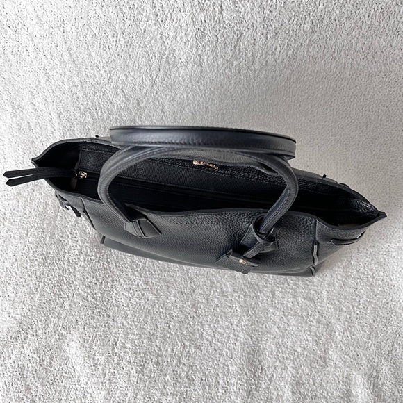 Longchamp Penelope Leather Tote Bag Purse Black Large Overnighter made in France - Picture 4 of 16